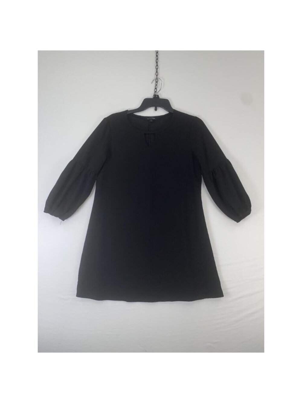 As U Wish Dress Womens XS Black Puff Sleeve Keyhole Shift Mini Lined Casual
